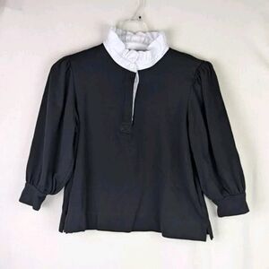 Crown & Ivy Crop Top Balloon Sleeve Black XL